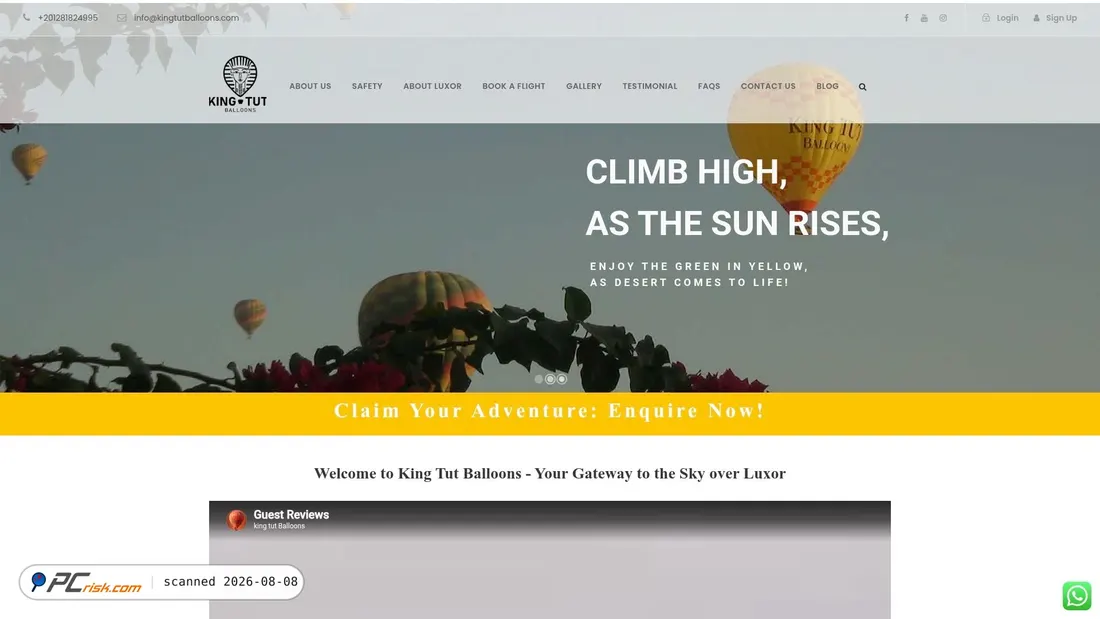 Screenshot of kingtutballoons.com