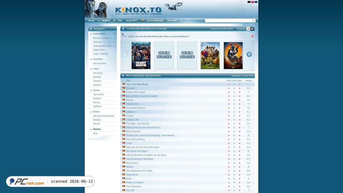 Screenshot of kinox.to