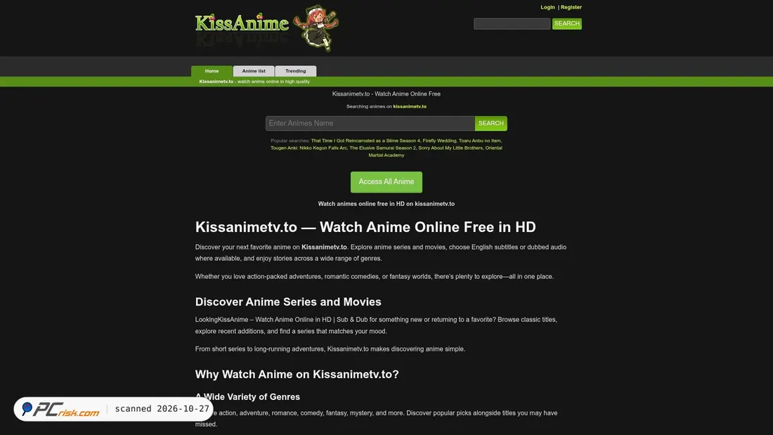 Screenshot von kissanimetv.to