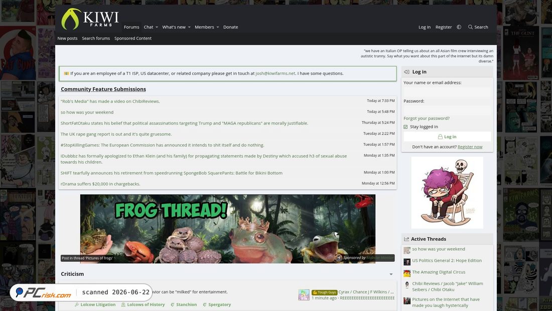 Screenshot of kiwifarms.st