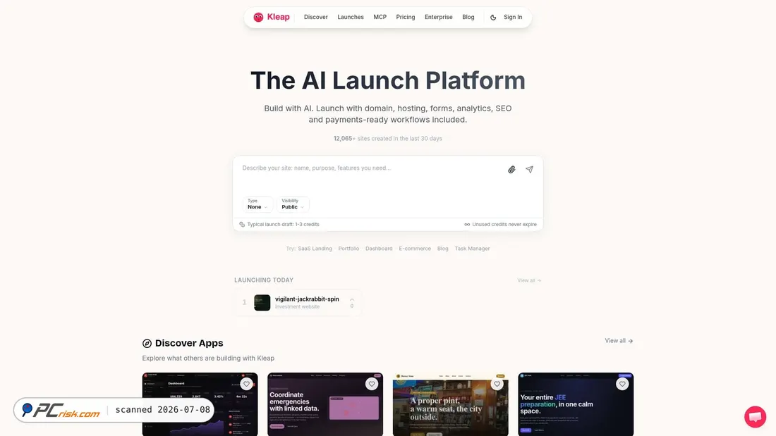 Screenshot of kleap.co
