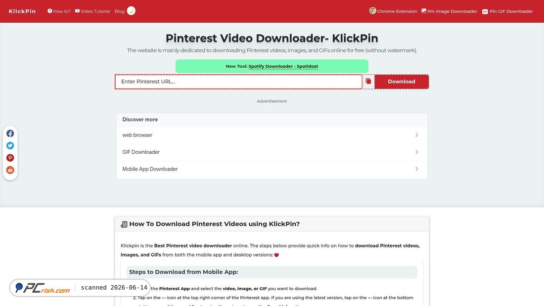 Screenshot of klickpin.com