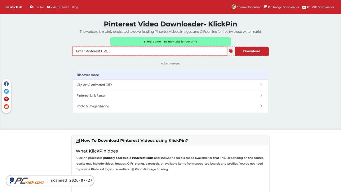 Screenshot von klickpin.com