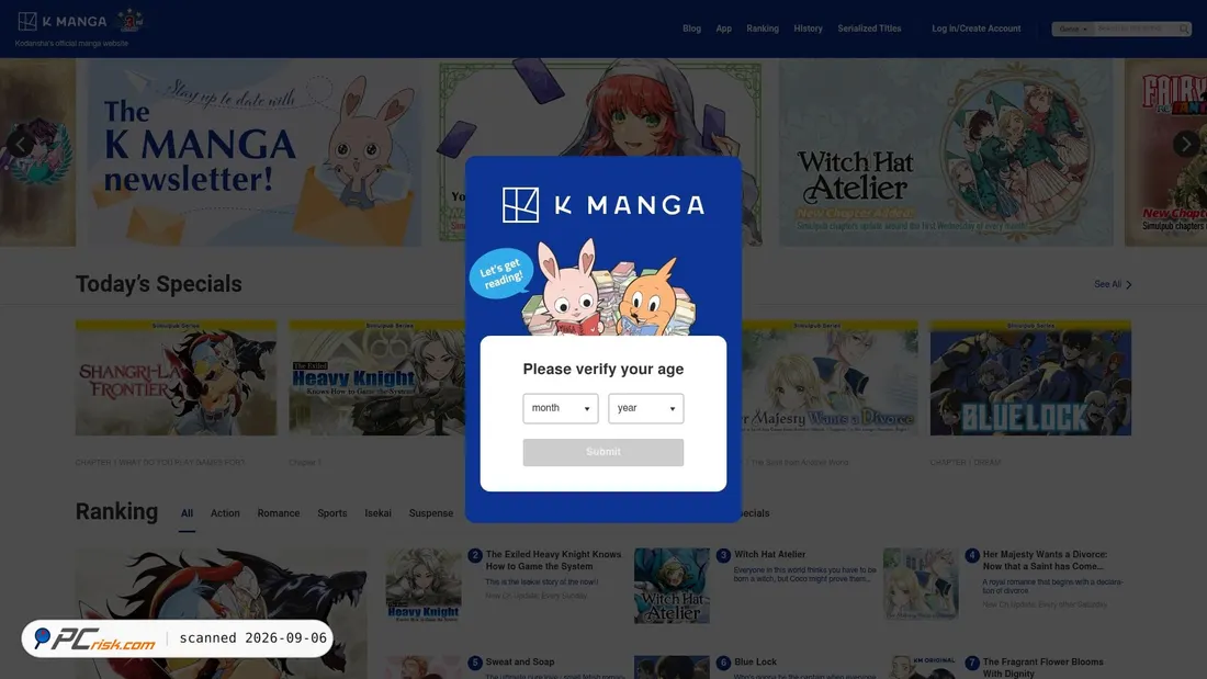 Screenshot von kmanga.kodansha.com