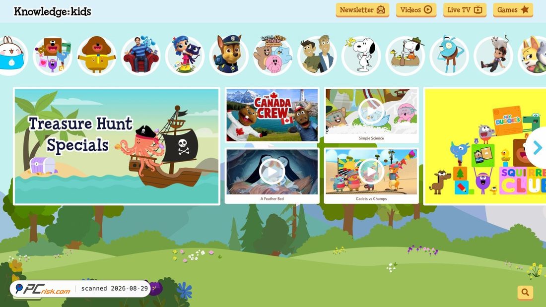Captura de pantalla de knowledgekids.ca