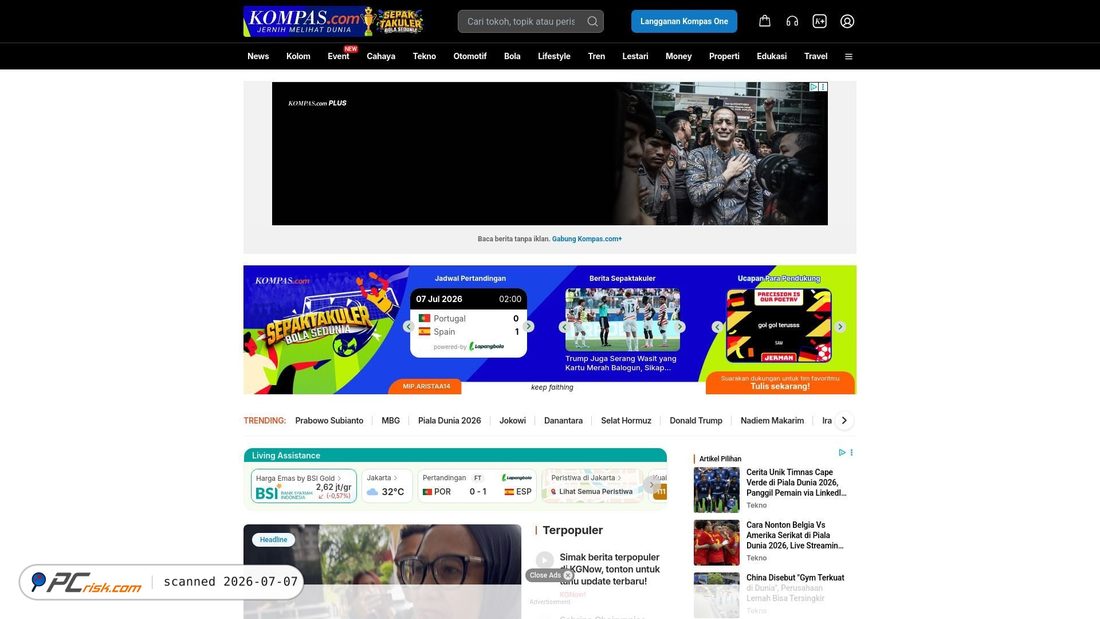Screenshot of kompas.com