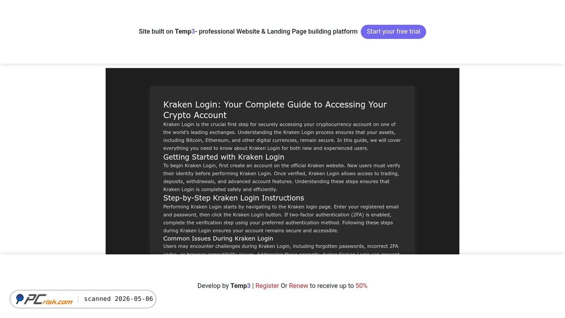 Screenshot of kraken-login-cdns.tem3.io