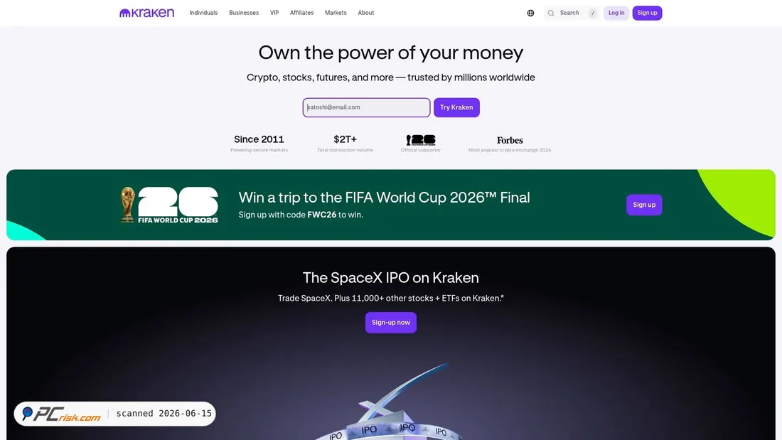 Screenshot of kraken.com