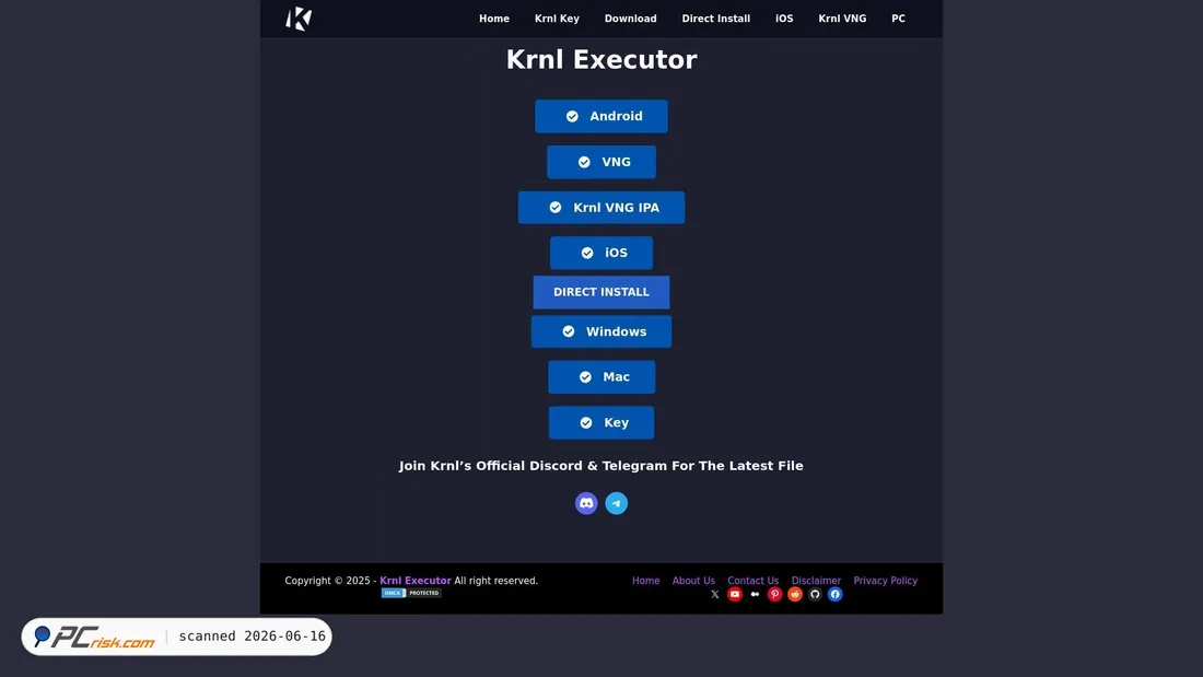 Screenshot of krnlexecutor.com