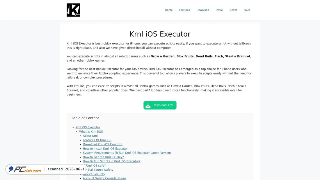 Screenshot of krnlios.com