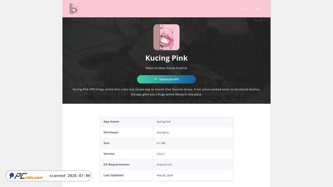 Screenshot of kucingpink.org