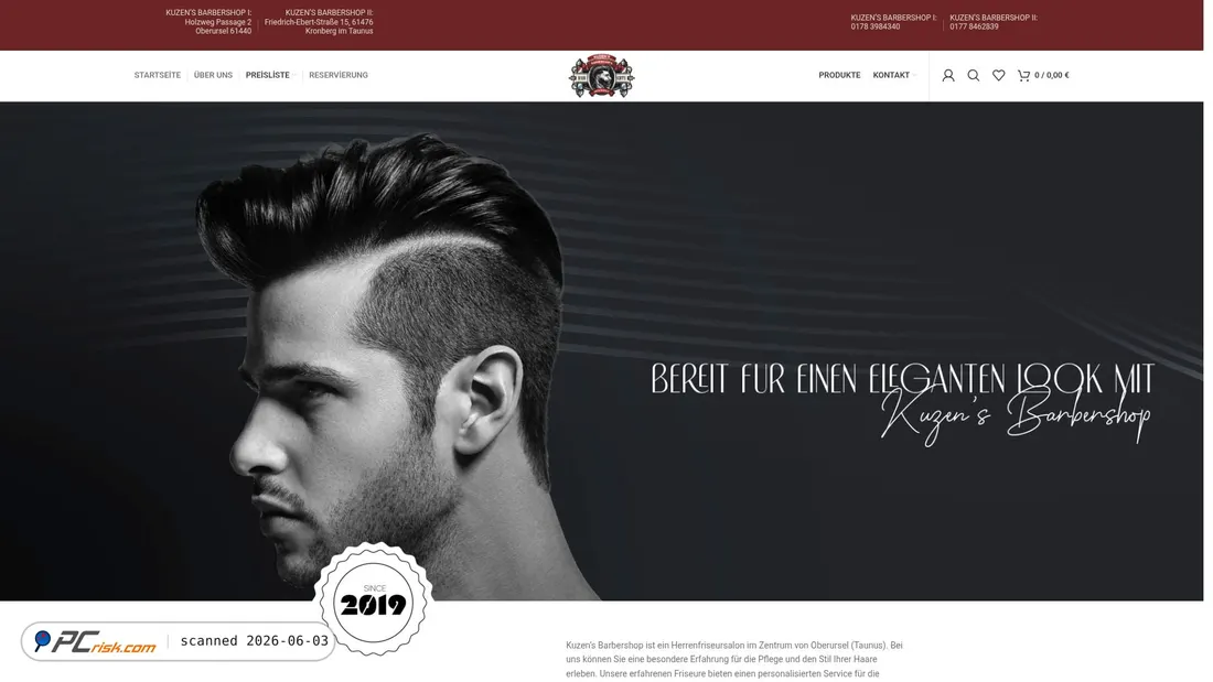 Screenshot of kuzensbarbershop.de
