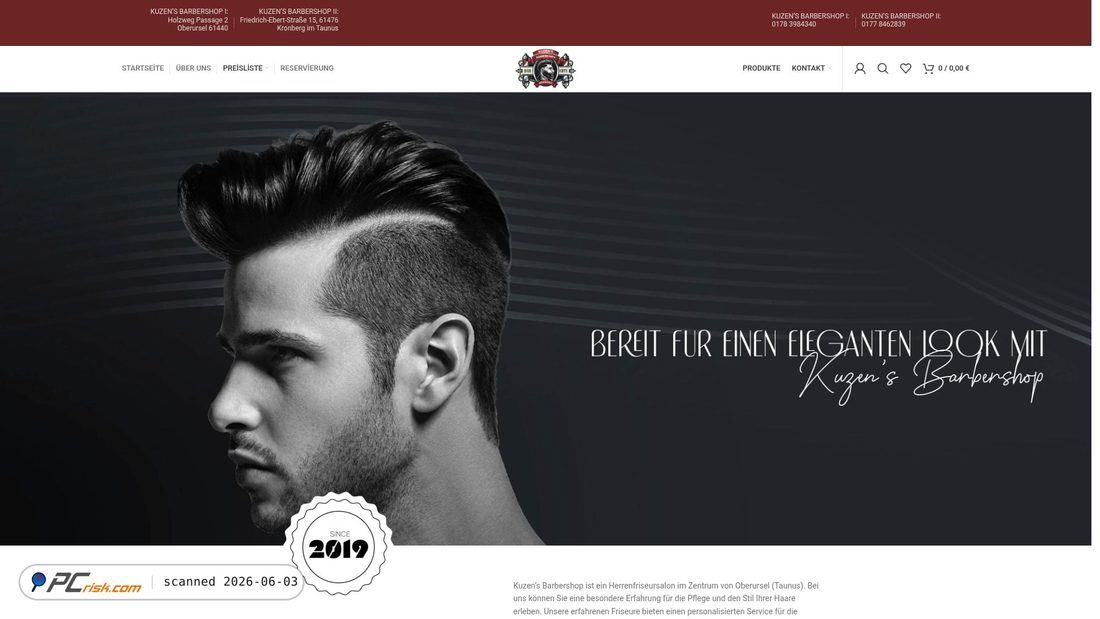 Screenshot von kuzensbarbershop.de