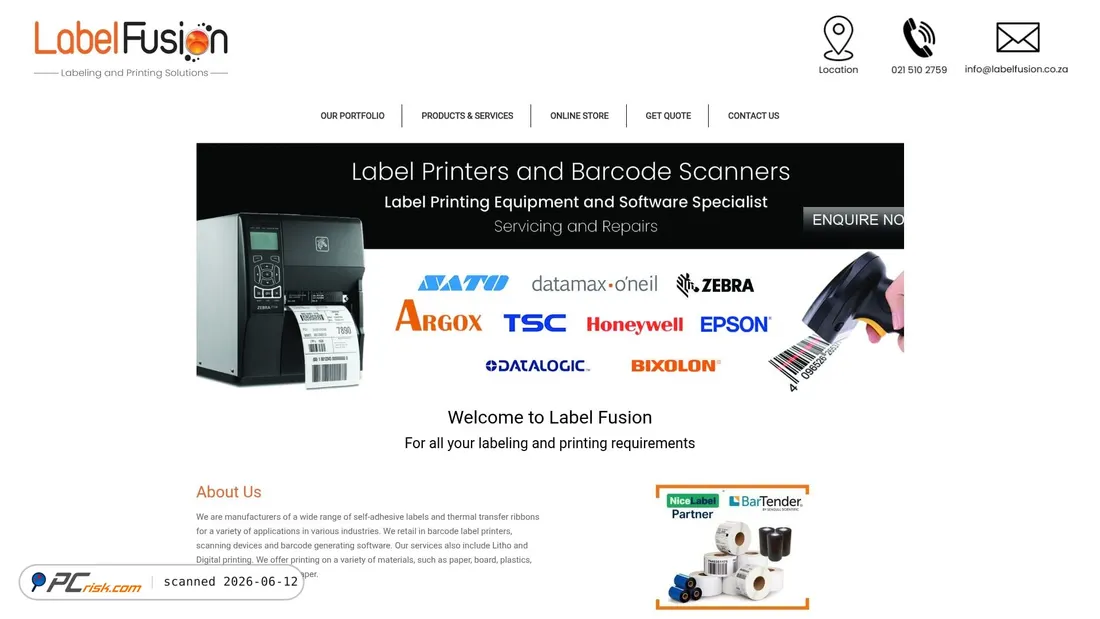 Screenshot of labelfusion.co.za
