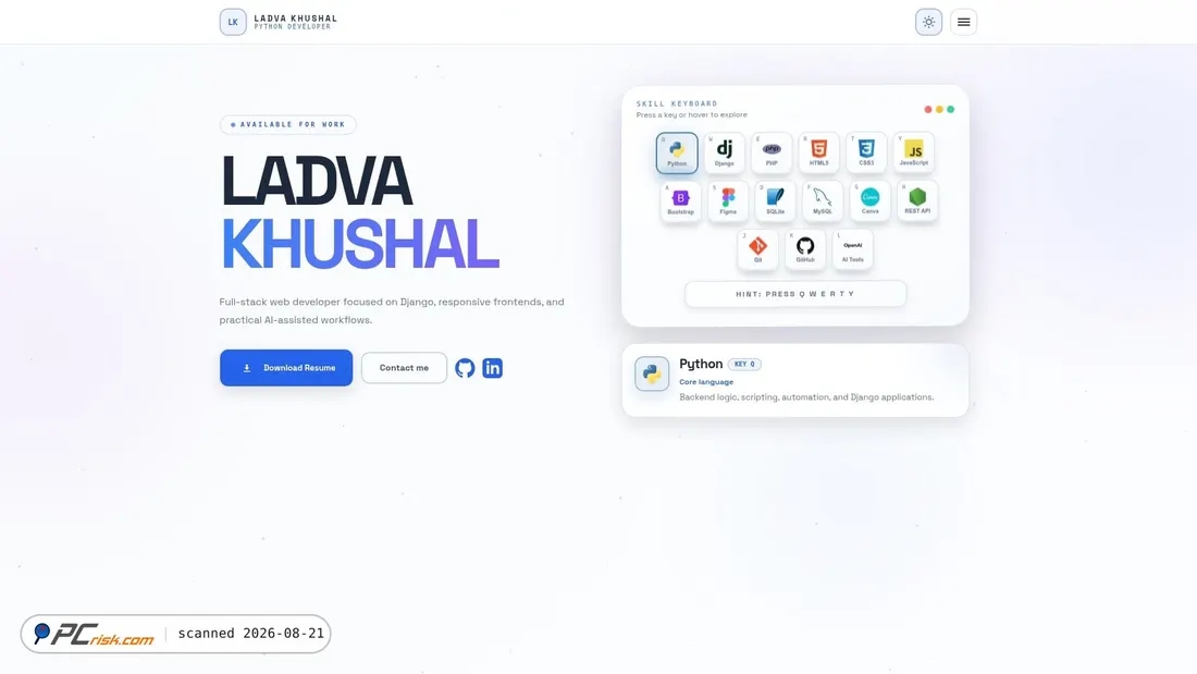 Screenshot of ladvakhushal.pythonanywhere.com
