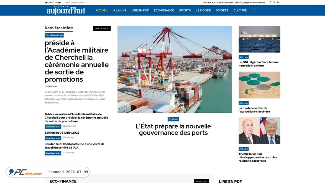 Screenshot of lalgerieaujourdhui.dz