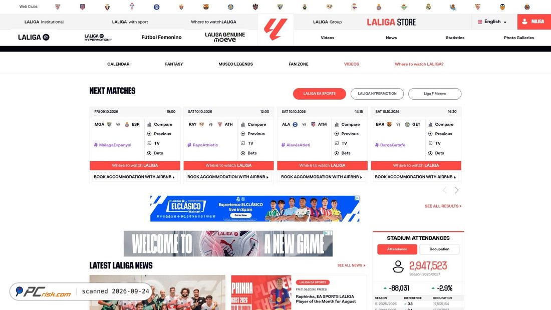 Captura de ecrã de laliga.com