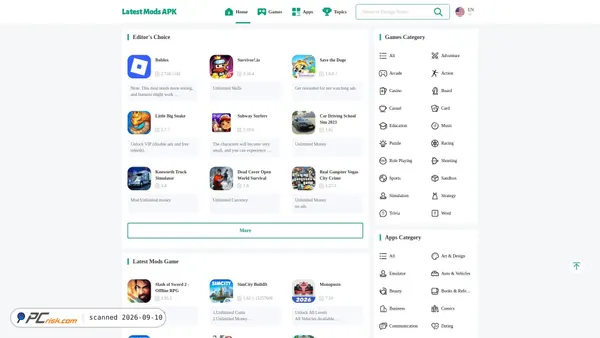 latestmodsapk.com Screenshot