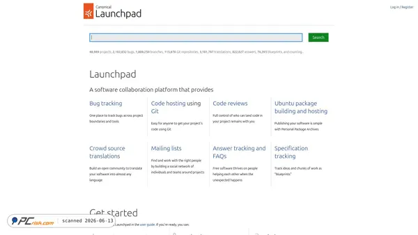 launchpad.net screenshot