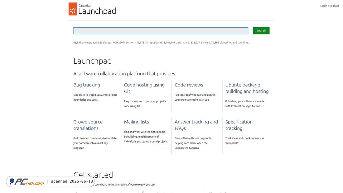 Zrzut ekranu launchpad.net
