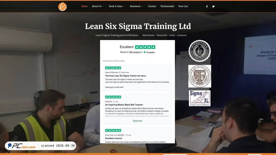 Screenshot of lean6sigmatraining.co.uk