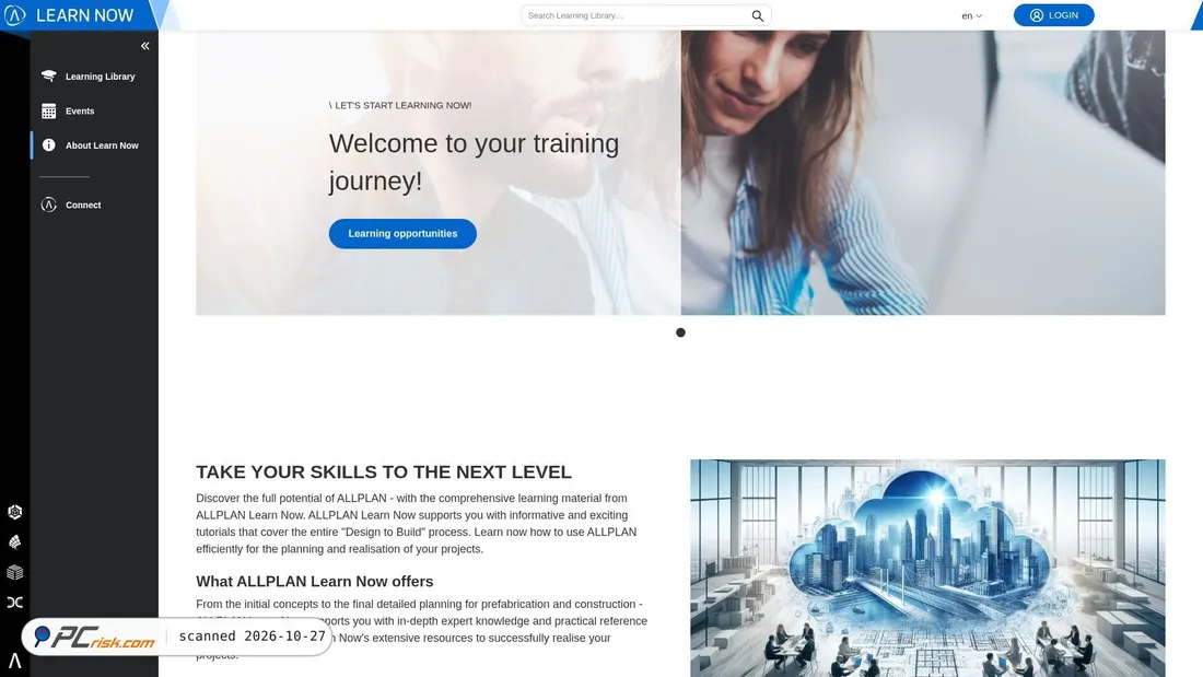 Captura de pantalla de learnnow.allplan.com