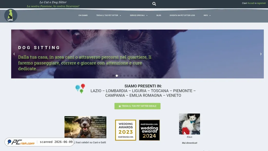 Screenshot of lecatedogsitter.it