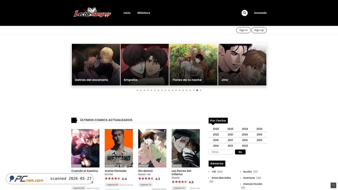 Screenshot of lectormangaa.com