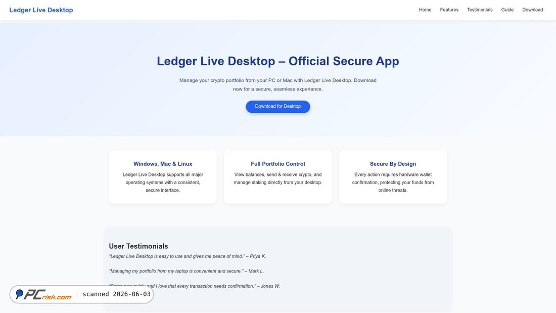 Screenshot von ledger-live-desktoop.pages.dev