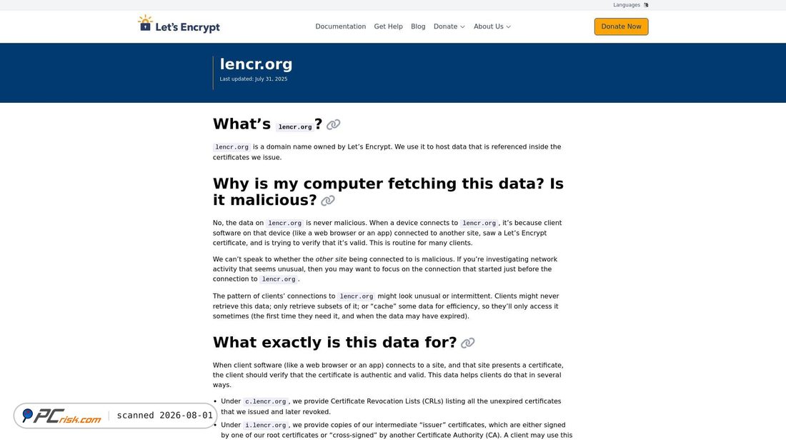 Screenshot of lencr.org