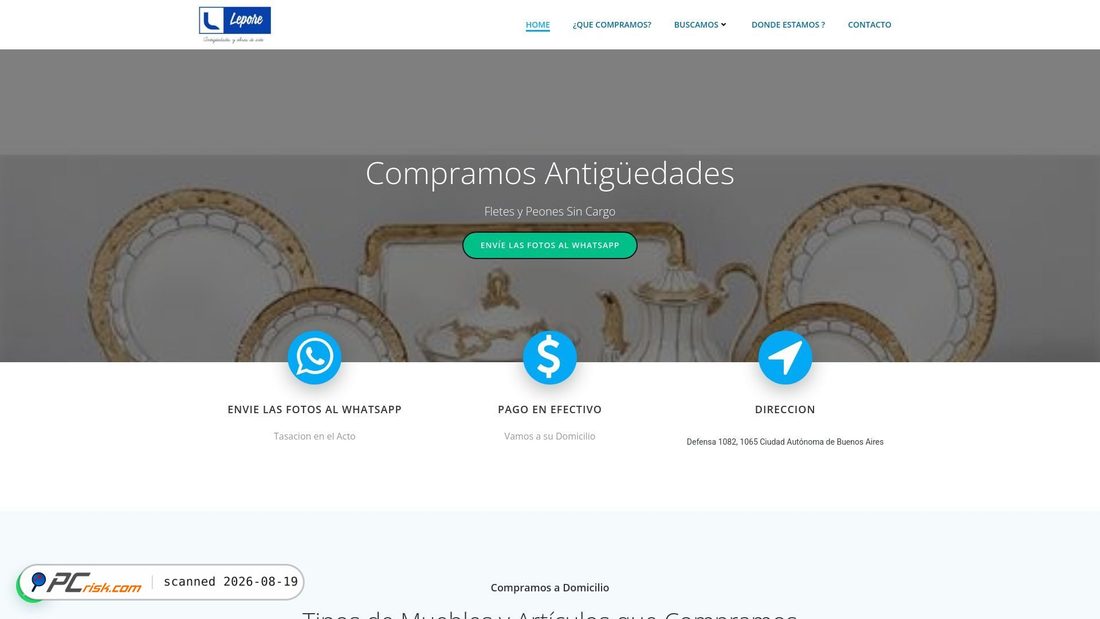 Screenshot di leporeantiguedades.com