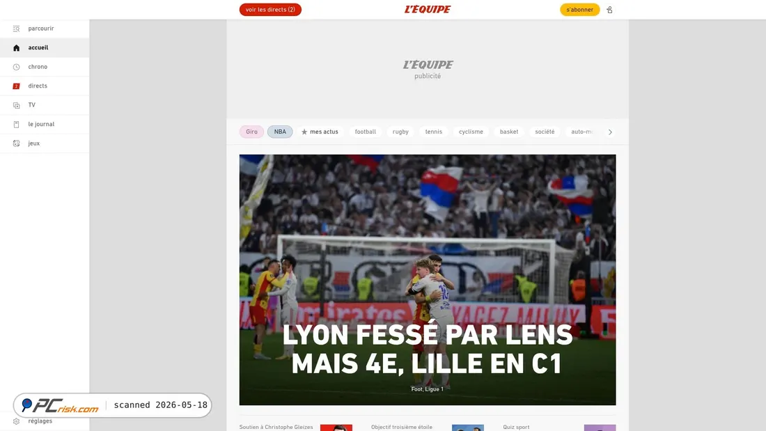 Screenshot of lequipe.fr
