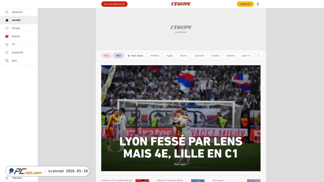 Capture d’écran de lequipe.fr