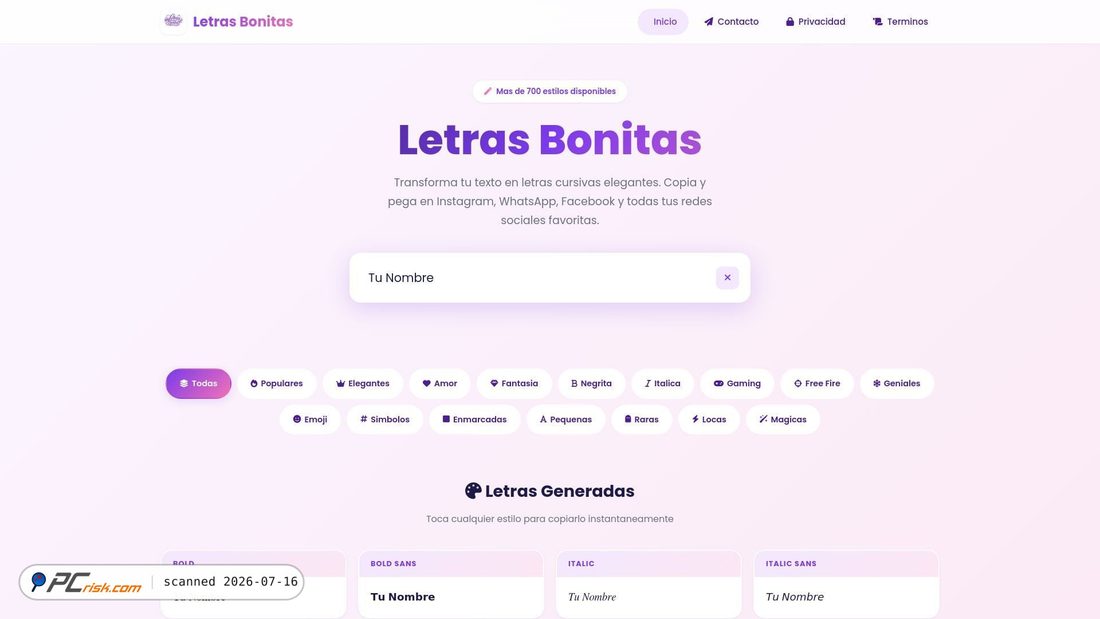 Screenshot of letrasbonitases.com