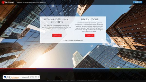 Captura de ecrã de lexisnexis.com