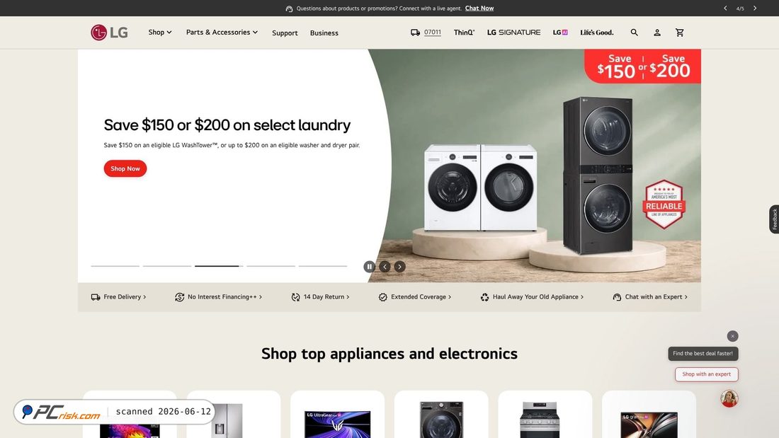 Screenshot of lg.com
