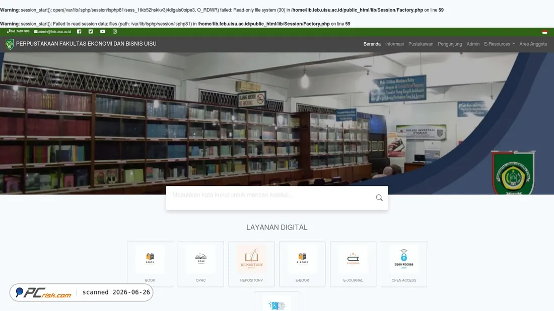 Screenshot of lib.feb.uisu.ac.id