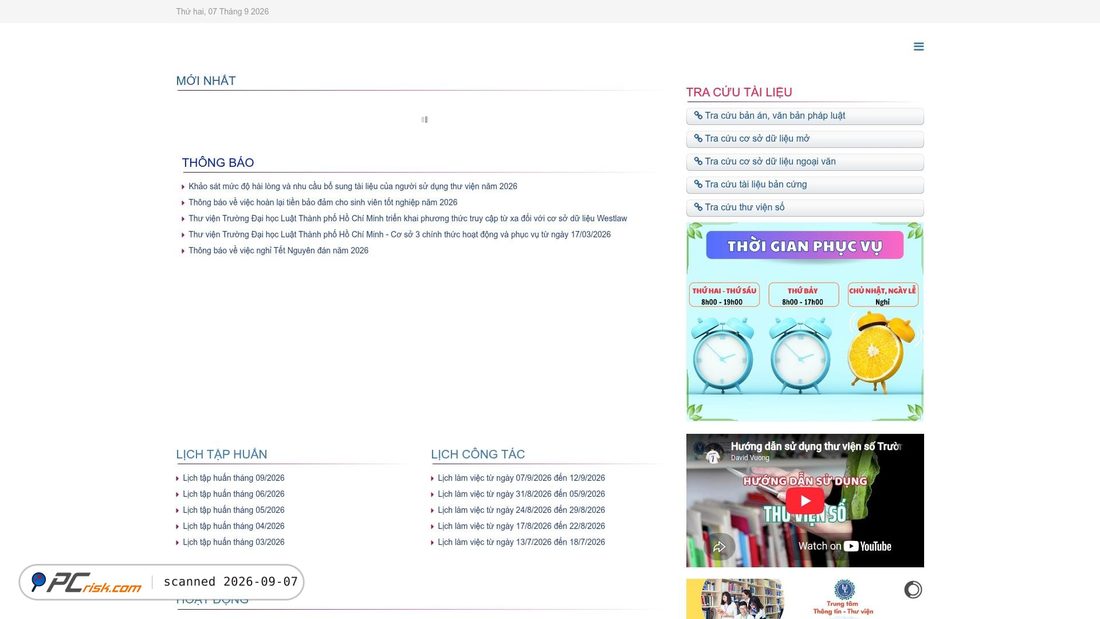 Screenshot von library.hcmulaw.edu.vn