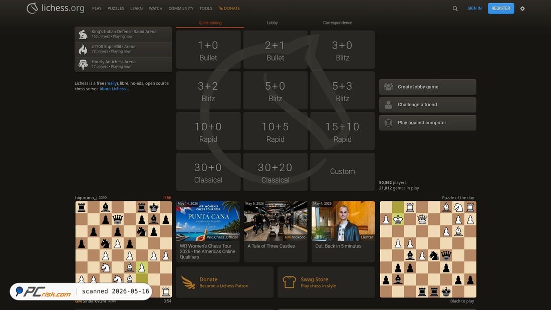 Screenshot of lichess.org