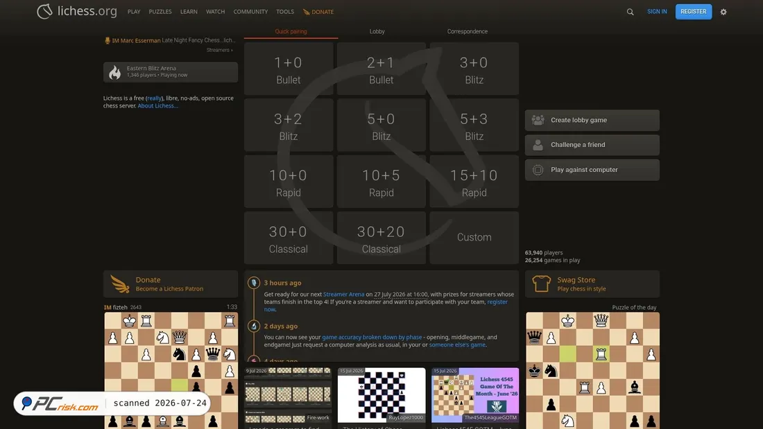 Screenshot von lichess.org