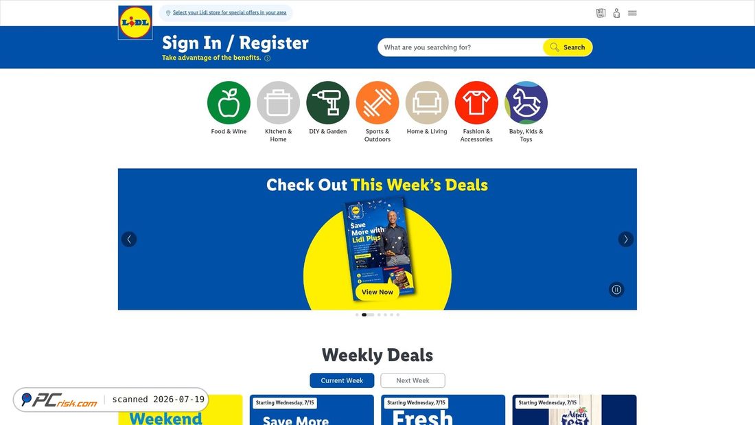 Screenshot of lidl.com
