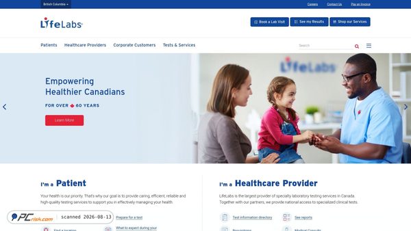 lifelabs.com screenshot