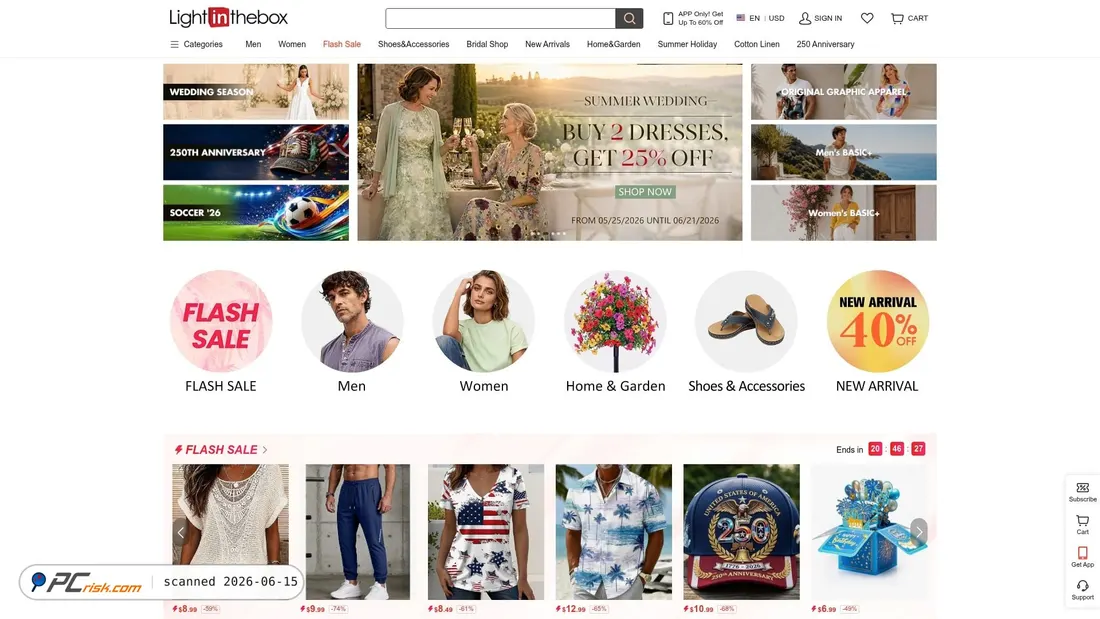 Screenshot di lightinthebox.com