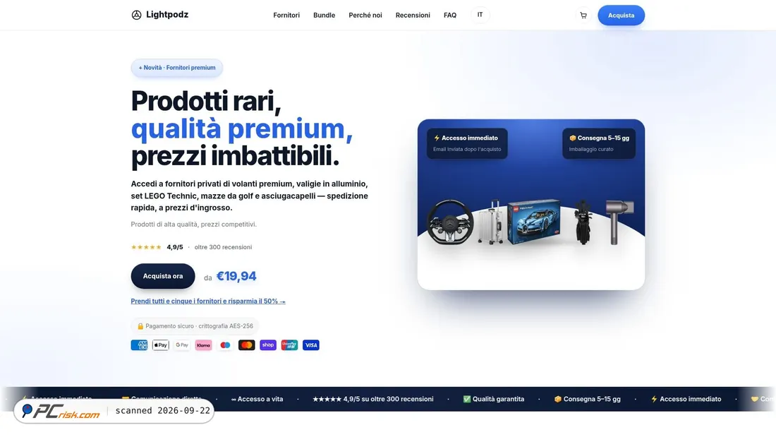 Screenshot of lightpodz.store