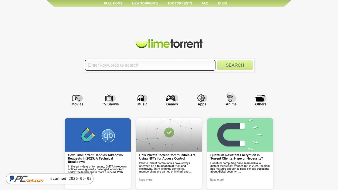 Screenshot von limetorrent.net