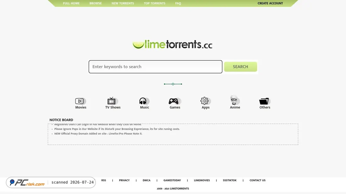 Screenshot of limetorrents.fun