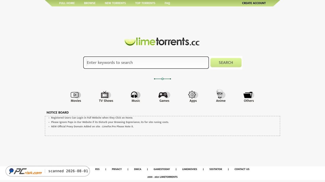 Screenshot of limetorrents.fun