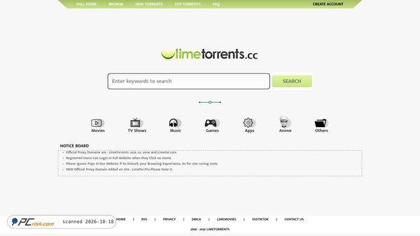 Captura de ecrã de limetorrents.fun