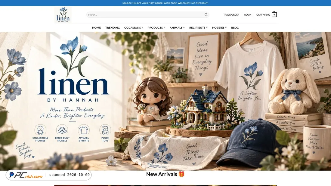Captura de ecrã de linenbyhannah.com