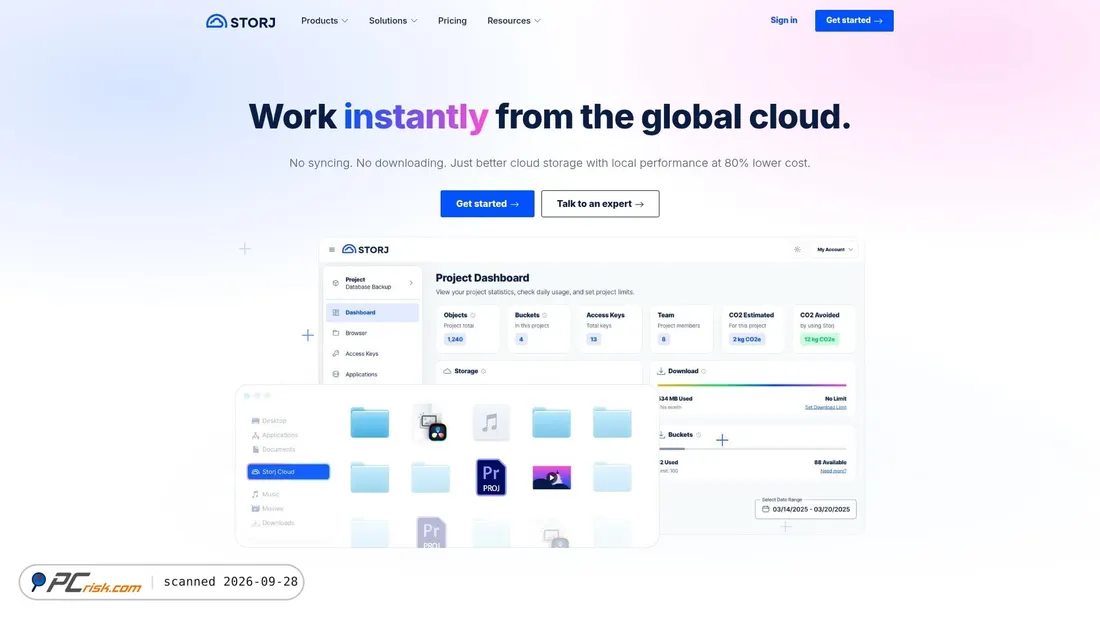 Screenshot of link.storjshare.io